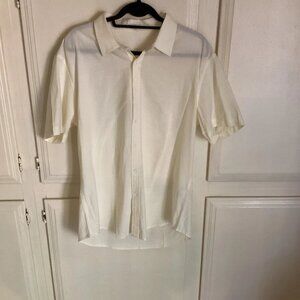 COOFANDY Short Sleeve Yellow Rayon/ Linen Button Down Men's Large NWT